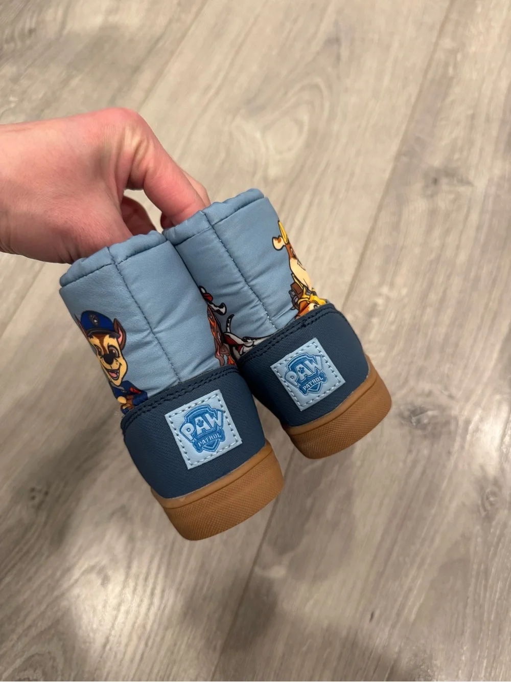 Nickelodeon Paw Patrol Light Blue and Navy Kids Winter Boot with Tan Sole